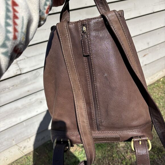 Fossil 75082 Brown Leather Backpack Drawstring Flap Pocket Bag Vintage - Picture 3 of 14